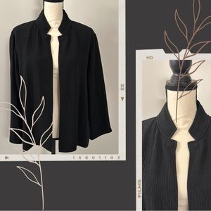 Eileen Fisher Notched Mandarin Collar Black Blazer